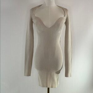 Gauge81 Mija Ribbed Mini Sweater Dress in Cream, S